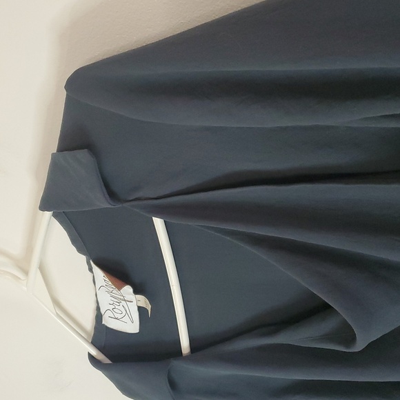 Rory Beca Grey Silk Blouse Top Size Small Collared Low Ruched Neckline - Picture 5 of 8